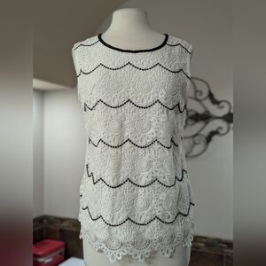 Crochet Lace Overlay Blouse Size Large Nwot